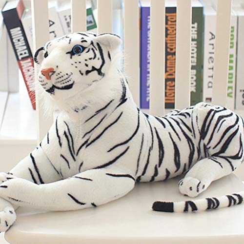 HELEVIA 30 cm Lebensechtiger Tiger Animal Doll Plüschspielzeug, Realistisch und Niedlicher Tiger, Liebe Zum Detail, Weiches Wurfkissen, für Mädchen Geburtstagsgeschenkspielzeug (Weiß) von HELEVIA