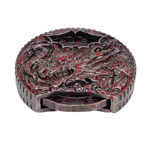 HELEVIA 7 in 1 Metallspinner Würfel, Rotatable Zink Alloy Tabletop Rollenspiel -Spielersatz durch Speicherbox, für Einfache Speicherung, Portabilität und Zugriff (Blutrot) von HELEVIA