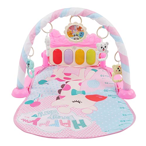 HELEVIA Baby Fitnessspiel Mate, Lernt Sensorisch Klang Leichte Kinderkicks Spielen Klaviermatte mit Rasseln Spielzeug Pink, für Neugeborene von HELEVIA