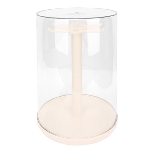 HELEVIA Drehbare Durchsichtige Puppenvitrine, Transparente Aufbewahrungsbox für Figurenpuppen, für die Puppensammlung (Creme weiß) von HELEVIA