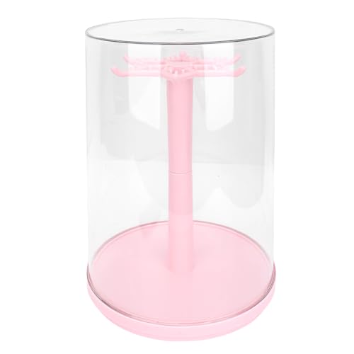 HELEVIA Drehbare Durchsichtige Puppenvitrine, Transparente Aufbewahrungsbox für Figurenpuppen, für die Puppensammlung (Rosa) von HELEVIA