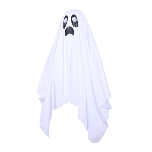HELEVIA Halloween Ghost Costum, Weißer Nylon Horror Geister Ghost Poncho, für Halloween Cosplay Party Performance (Kleins) von HELEVIA