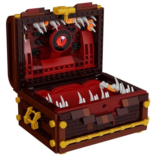 HELGATALLT Mimic Treasure Chest Monster Bauspielzeugset for Videospielfans, Kinder, Erwachsene, 521-teiliger Schatztruhe Monster Bausatz DIY Gehirnspielzeug (B) von HELGATALLT