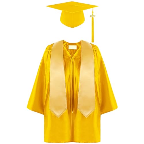 HELLORSOON Abschluss Uniform Für Kinder, Abschluss Talar Master Graduation Gown Abschlussfeier Zubehör Mit Doktorhut Quaste Cosplay Halloween Karneval Party von HELLORSOON