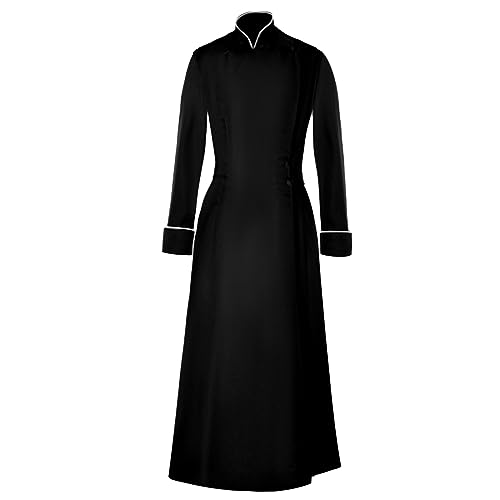 HELLORSOON Männliche Priester bringen Priestern das Cosplay einfarbiger Cosplay-Kostüme bei Mittelalterlicher Rock (Black, S) von HELLORSOON