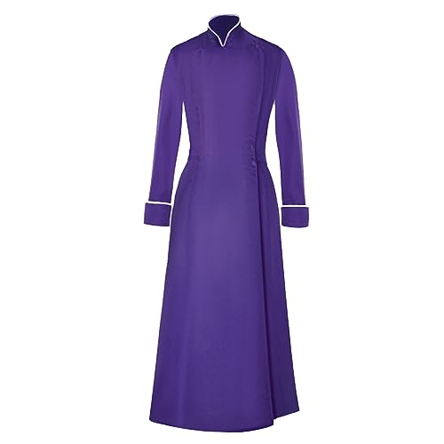 HELLORSOON Männliche Priester bringen Priestern das Cosplay einfarbiger Cosplay-Kostüme bei Mittelalterlicher Rock (Purple, XXL) von HELLORSOON