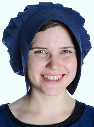 HEMAD Damen Mittelalter Haube mit Schild Baumwolle blau von HEMAD