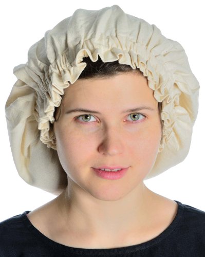 HEMAD Damen Haube Mittelalter Kopfbedeckung beige Baumwolle von HEMAD