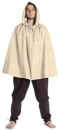 HEMAD Herren Mittelalter Umhang mit Kapuze kurz Reine Baumwolle Leinen-Optik beige HEMAD Herren Mittelalter Umhang mit Kapuze kurz Reine Baumwolle Leinen-Optik beige von HEMAD