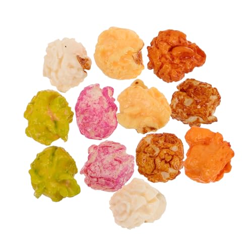 12st Popcorn-Modell Puppenhausessen Miniatur-Snack-Display Gefälschtes Popcorn Ohrringe Requisiten Lebensmittel-wohnkultur Mini-Essen Handwerksbedarf Popcorn-zubehör Plastik HEMOTON von HEMOTON