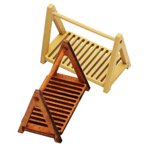2 Stück Mini Dekorhaus Puppenmöbel Miniatur Puppenbett Mini Ornamente Puppen Mini Kofferfiguren Entzückender Mini Brotständer Puppenzubehör Zarter Mini Brotständer Aus HEMOTON von HEMOTON