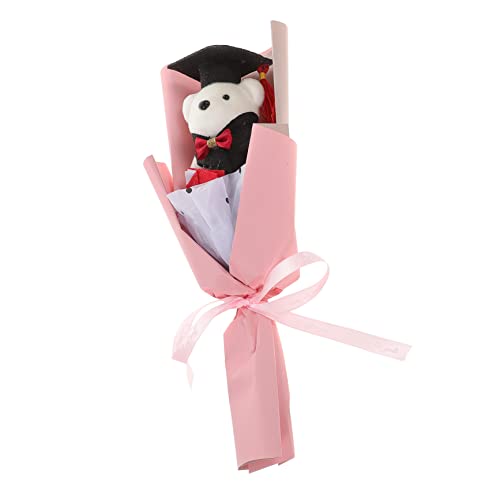 HEMOTON 1 Bund Abschluss Bärenstrauß Künstlicher Rosenstrauß kleine Graduierungsbären Uni abschluss abschlussgeschenk Tiere Dekoration für Tante und Onkel Plüsch Rosa von HEMOTON