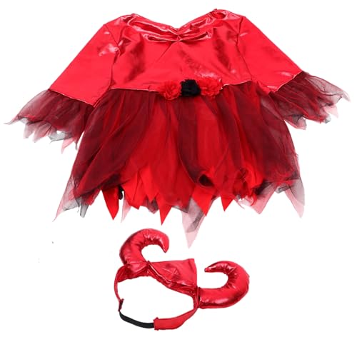 HEMOTON 1 Halloween-Kleid Halloween-kostüme Für Teufel Kostüm Mädchen Teufelskostüm Für Mädchen Halloween Verkleiden Kostüm Halloween-kostüm Für Gittergewebe Rot von HEMOTON