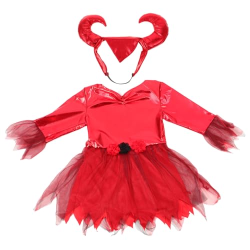 HEMOTON 1 Halloween-Kleid Kinderkleidung Beängstigend , Die Kleidung Vorführen Halloween-kostüme Für Halloween -Kleidung Halloween-Partykleidung Rock Gittergewebe Rot von HEMOTON