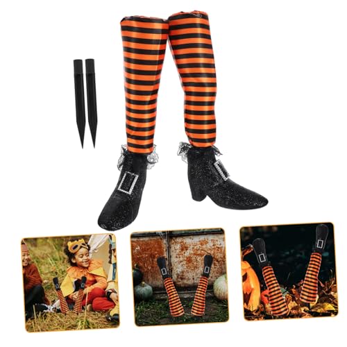 HEMOTON 1 Paar Halloween-Hexenbeindekoration dekorativer Rasenpflock Halloween-Miniaturen Ornamente Halloween dekoartikel Outdoor Halloween Costume Halloween-Zeichen Schilder Hof Plastik von HEMOTON