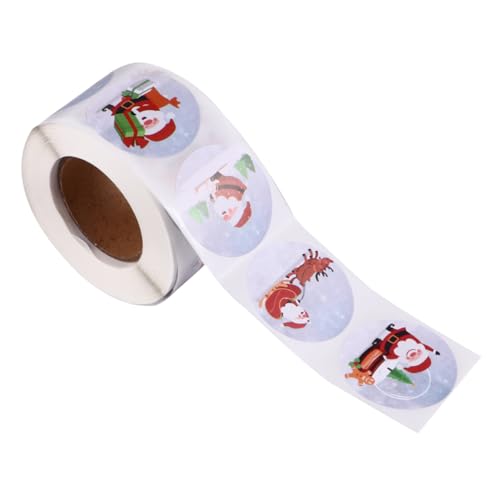 HEMOTON 1 Rolle 500 Stück Weihnachtsaufkleber weihnachtsmotiv weihnachtsbasteln weihnachskugel Scrapbooking-Aufkleber Weihnachtsverschönerungsaufkleber Selbstklebendes Kupferplattenpapier von HEMOTON