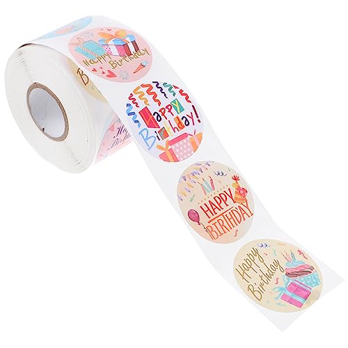 HEMOTON 1 Rolle Happy Birthday Rollenaufkleber Happy Birthday Aufkleber Etikettenaufkleber Bonbontüten Ornamente Für Etiketten Geburtstagstorte Dekorationen Siegelaufkleberpapier von HEMOTON