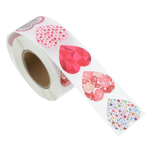 HEMOTON 1 Rolle Liebe Aufkleber Hochzeitsdeko Hochzeitsgeschenk Briefumschläge Aufkleber Hochzeit Gastgeschenke Hochzeit Etikett Dekoration Liebe Herzaufkleber Rosy Beschichtetes Papier von HEMOTON