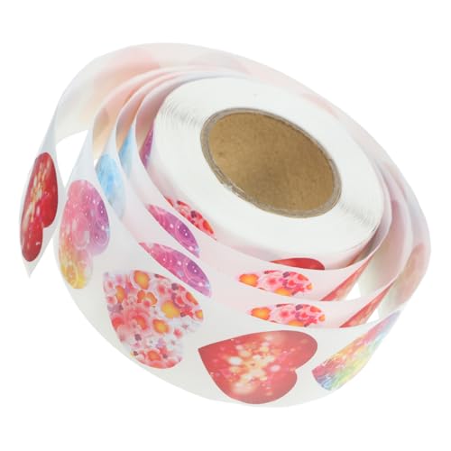 HEMOTON 1 Rolle Valentinstag Aufkleber Geschenketikett Umschlagaufkleber -siegel-Aufkleber Geschenkbevorzugungsaufkleber Dekorative Herzaufkleber Yellow Beschichtetes Papier von HEMOTON