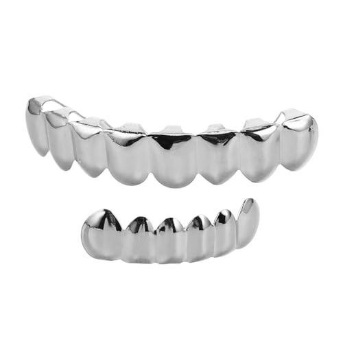 HEMOTON 1 Satz 8 Stück Halloween-zahnersatz Silberne Zahnkappen Zähne Silbern Silberzähne Zahn Edelsteine Zähnegrills Mundstück Silberner Zahn Cosplay Zähne Requisiten Kostüm Silver von HEMOTON