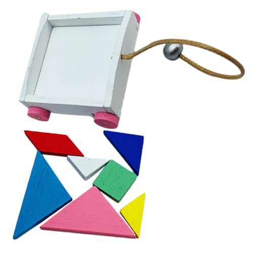 HEMOTON 1 Satz Baustein-Autospielzeug Mini House Decor Trolley-Modell für Mini- Tangram-Puzzle Bildungsspielzeug Warenkorb-Ornament Warenkorb-Desktop-Dekoration hölzern Colorful von HEMOTON