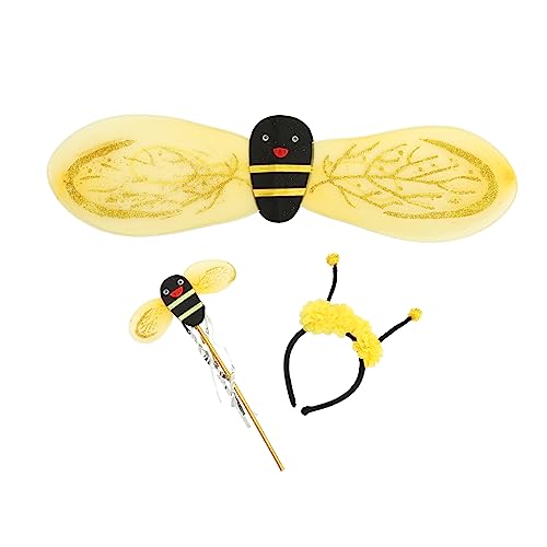 HEMOTON 1 Satz Bienenflügel feeflügeln Fairy Wand geburtstagsdeko kindergeburtstags Dekoration bee Costume Bienenwachs Plüsch Biene Haarband Zauberstab Stoff Yellow von HEMOTON