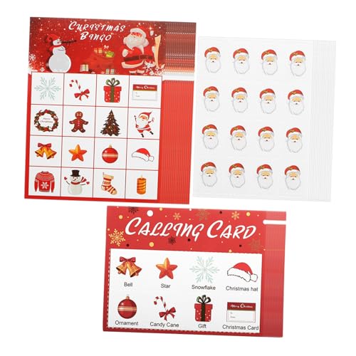 HEMOTON 1 Satz Bingokarten aus Papier weihnachtsmotiv Party Spiele Card Games wischtelgeschenk The weihnachtsdeko Spielkarten verschenken praktische Spielkarten Partyschmuck von HEMOTON