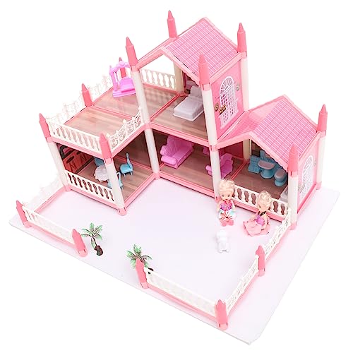 HEMOTON 1 Satz DIY-Burgspielzeug für kinderspielzeug Educational Toys raumdeko playmobilhauser Miniaturhaus DIY großes Villa-Schloss bevorzugen Plastik Rosa von HEMOTON