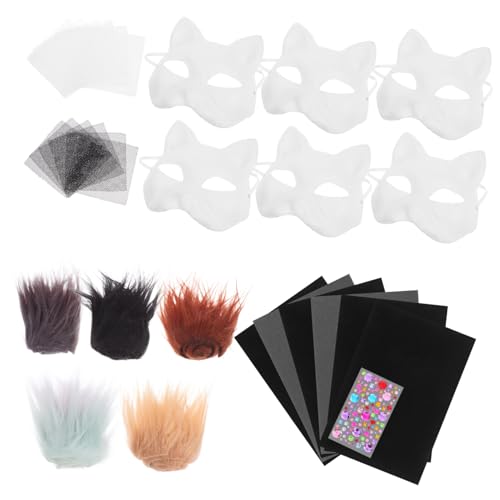 HEMOTON 1 Satz Dekorativen Katzenmasken Unbemalte DIY Papiermaske für Kostümparty Maskerade Variablen Dekorationselementen Bequem zu Tragen für Gestaltungsmöglichkeiten von HEMOTON