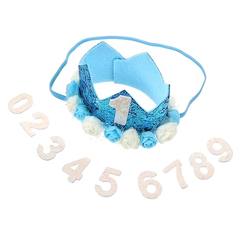 HEMOTON 1 Satz Digitale Geburtstagskrone Geburtstagshüte Mit Blumenkrone Nummernblumengeburtstagshut Glitzer-geburtstagshut Diy Geburtstag Zahlen Geburtstag Hut Oxford-stoff Blue von HEMOTON