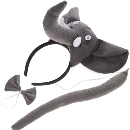 HEMOTON 1 Satz Elefant-Stirnband-Set künstliche Girlande Pavillon Flyer Zubehör Netz faschingsaccessoires Fasching Accessoires Tieres Ohrhaarband Requisiten für Elefantenkostüme Stoff Grey von HEMOTON