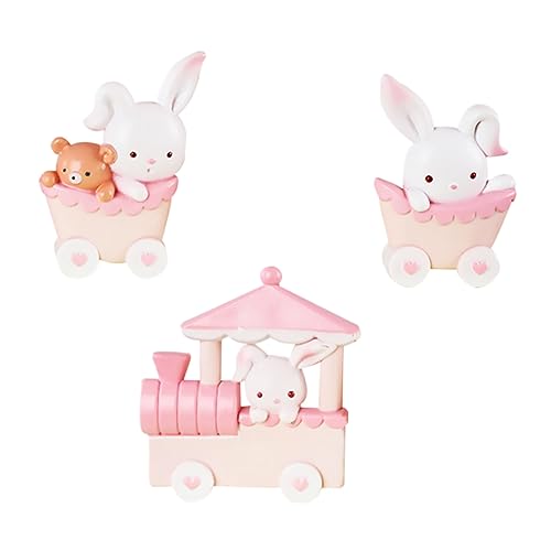 HEMOTON 1 Satz Kuchendekoration Plüschspielzeug Miniaturtiere Figur Kuchendeckel Hase Plüsch Wohnaccessoires Room Decoration Tapete Pink Wohndekoration Partyversorgung Harz Rosa 3 Stück von HEMOTON