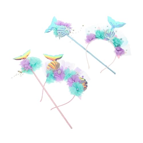 HEMOTON 1 Satz Meerjungfrau Stirnband Stick Meerjungfrau Haarband Geburtstagsparty Haarband Damen Meerjungfrau Meerjungfrauen-Accessoires für Mädchen Meerjungfrauen-Dekoration Stoff von HEMOTON