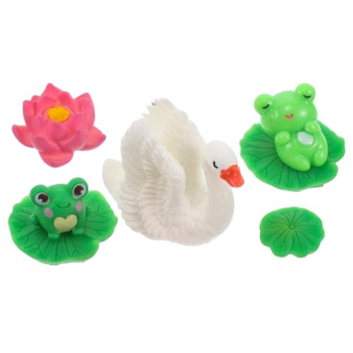 HEMOTON 1 Satz Mini-Froschschwan teich Dekoration künstliche wasserpflanzen lustige deko Figuren kleine Harztiere Plastikfrösche Masse kleine Frösche zum Verstecken Froschfigur Kunststoff von HEMOTON
