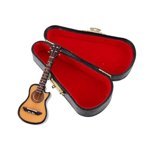 HEMOTON 1 Satz Mini-Gitarre Miniaturmodell Für Gitarre Mini-Ornamente Gitarre Musik Dekor Miniatur-hausmöbel Miniatur-e-Gitarre E-bass Wohnkultur Elektrische Gitarre Holz Musikinstrument von HEMOTON