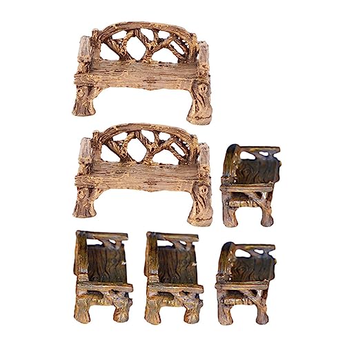 HEMOTON 1 Satz Mini-Stuhl Bank Miniatur Möbel Figuren Wohnkultur Dekorationen für Zuhause Puppenstuhl stühle Gartendekor Holzstuhl für Minihaus Heimdekoration Harz Brown von HEMOTON