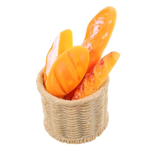 HEMOTON Künstliche Brotmodelle Für Puppenhaus 1 Set Mini-brotmodell Mit Korbdekorationen Für Die Anzeige Im Westernraum von HEMOTON