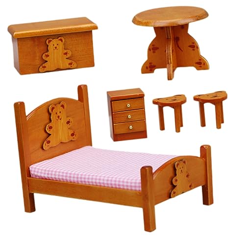 HEMOTON 1 Satz Miniaturmodell Spielzeughaus Puppenhaus Puppenbett Mädchen Dekoration Schlafzimmer Bedroom Decor Miniaturbett Spielzeugzimmerdekoration Miniaturmöbel Stoff von HEMOTON