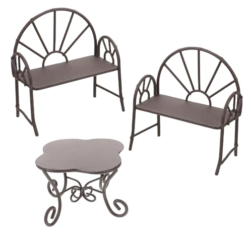 HEMOTON 1 Satz Miniaturmöbel Vintage Gartenmöbel für Puppenhäuser Rustikale Metallstühle und Tisch für Kreative Dekorationen für Dioramen und Sammlungen von HEMOTON