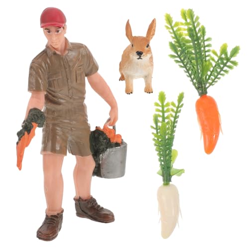 HEMOTON 1 Satz Modelle Von Nutztieren Tierdekoration Bonsai- Dekorativer Kleiner Hase Tierische Verzierungen Mini-Statue Kleines Hasenornament Karottenfiguren Hasenfigur Plastik von HEMOTON