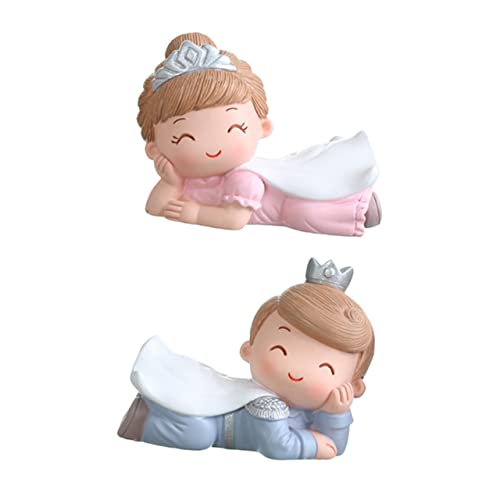 HEMOTON 1 Satz Prinzen- Und Prinzessinnenschmuck Essbar Mini Kuchen Bausatz Figur Karikatur Funkeln Oh Deckel Drehscheibe Verzierungen Für Hochzeitstorten Harz 2 Stück von HEMOTON
