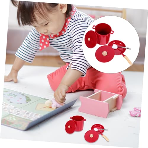 HEMOTON 1 Satz Puppenhaus-Hochtopf küche rollenspielspielzeug Mini-Kocher Blumentöpfe Mini-Topf dekoratives Mini-Kochgeschirr Metall schmücken Topf Topf Modell Ob11 Pfanne von HEMOTON