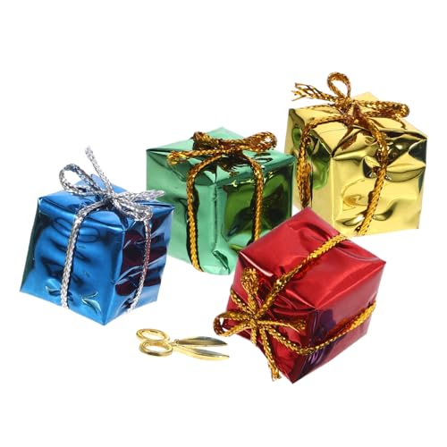 HEMOTON 1 Satz Puppenhaus-geschenkbox Mini-hausmodelle Modell Einer Mini-weihnachtsgeschenkbox Puppen-weihnachtsszenen-Layout- DIY-geschenkboxen- Mini-zubehör Papier von HEMOTON