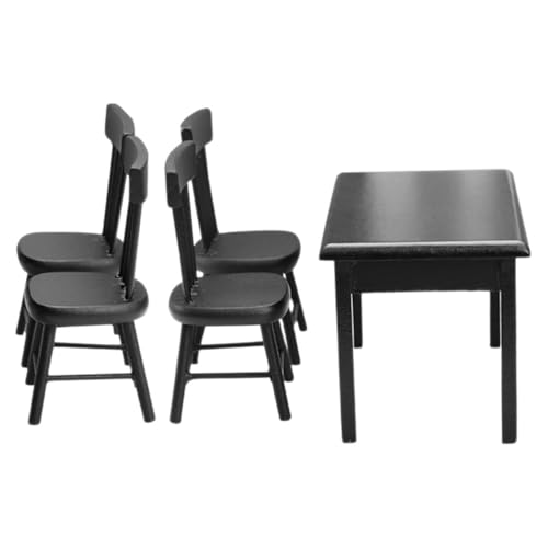 HEMOTON 1 Satz Puppenhausmöbel Klein Häuser Miniatur Ästhetisch Bausatz Puppenhaus Winziger Tisch Puppenzubehör Möbelmodell Mini-holzstühle Puppenhaus-ministühle Hölzern Black von HEMOTON