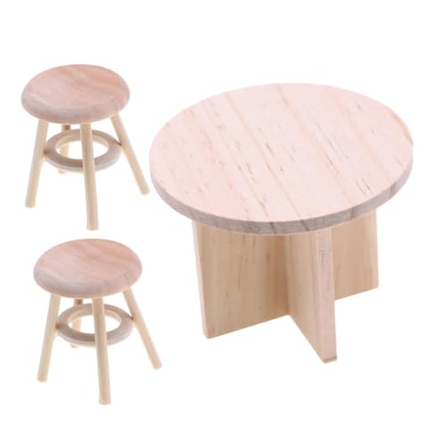 HEMOTON Puppenhaus-Tisch- Und Stuhl-Set Unvollendeter Runder Tisch Esszimmerzubehör Aus Holz Mini-puppenhausmöbel Für Vintage- HEMOTON Puppenhaus-Tisch- Und Stuhl-Set Unvollendeter Runder Tisch Esszimmerzubehör Aus Holz Mini-puppenhausmöbel Für Vintage- von HEMOTON