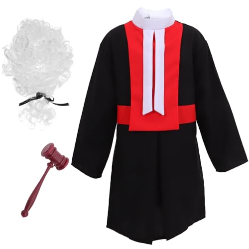 HEMOTON Richter Uniform für Kinder Richter Kostüm Outfit für Kinder Richterauktion Kinder Halloween kostüm für Kinder Jungen Kleidung Baby Kleidung Richter Perücke für Halloween Cosplay 100-130cm von HEMOTON