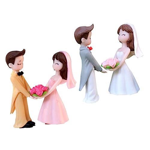 HEMOTON 1 Satz Romantische Braut Und Bräutigam Statuen Torten Dekoration Für Hochzeiten Langlebige Und Praktische Tischdekoration Für Hochzeitsfest 2 Paare von HEMOTON
