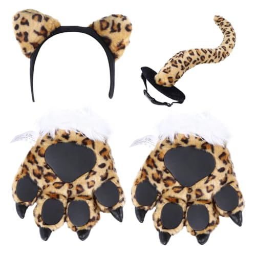 HEMOTON 1 Satz Schwanzhandschuh Fell Kostüm Cosplay Karikaturtiere Dekoration Kindergarten-party-requisite Handschuhbanddekoration Tiere Stütze Leopard Simulation Plüsch von HEMOTON