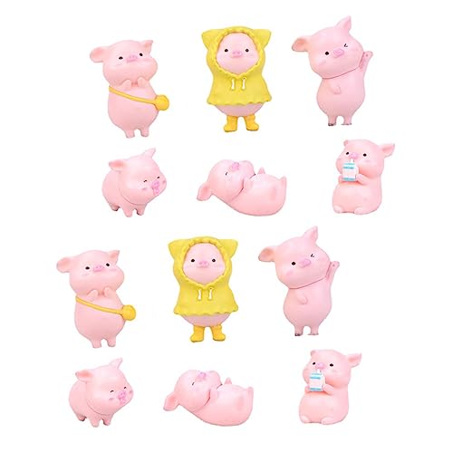 HEMOTON 1 Satz Schwein Figuren Niedliche Harz Deko Für Garten Cake Topper Und Mikrolandschaften Tierfiguren Für Dekorationen Und Fotorequisiten 12 Stück von HEMOTON
