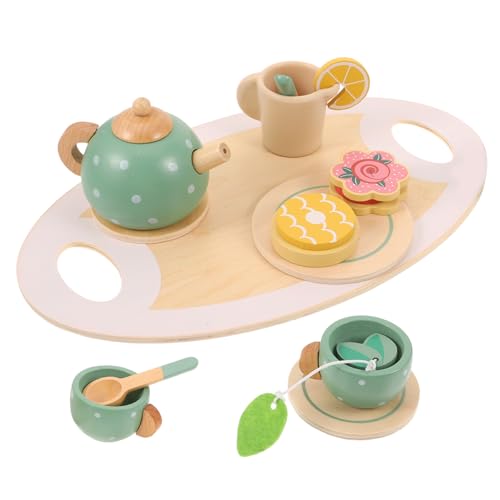 HEMOTON Sicheres Teeservice Aus Holz Für Kleinkinder Küchenset Für 1–3 Jahre – Miniatur-teeparty-Spielzeug Für Mädchen von HEMOTON